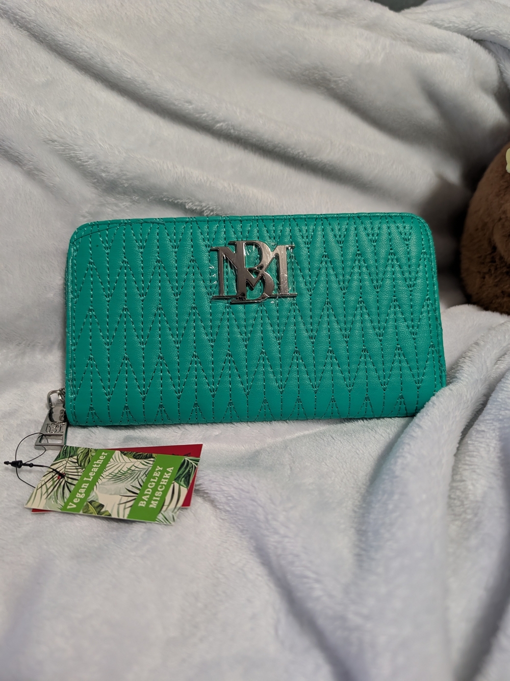 Badgley Mischka Braid Quilted Zip-Around Long Wallet